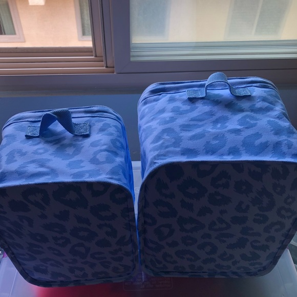 Victoria’s Secret VS PINK Blue Cheetah Print Silver Rare Display Storage Bins - Picture 7 of 13